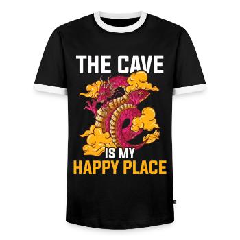 Drache Tshirt Märchen Dragon Japanisch Kanji - Männer Kontrast-T-Shirt - Schwarz/Weiß - Vorne - AI Model Female 172 light (172cm) & AI Model Male 178 light (178cm)