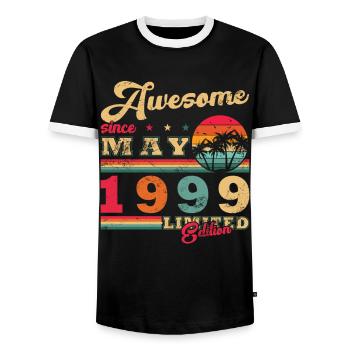 Mai 1999 Geburtstagsgeschenk Mai 1999 - 1999 Mai - Männer Kontrast-T-Shirt - Schwarz/Weiß - Vorne - AI Model Female 172 light (172cm) & AI Model Male 178 light (178cm)