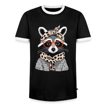 Maman raton laveur amant raton laveur fête des mères - T-shirt contrasté Homme - noir/blanc - Devant - AI Model Female 172 light (172cm) & AI Model Male 178 light (178cm)