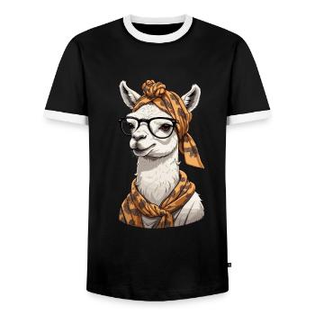 Llama Alpaca Funny Mom Design Love - Men's Ringer Shirt - black/white - Front - AI Model Female 172 light (172cm) & AI Model Male 178 light (178cm)