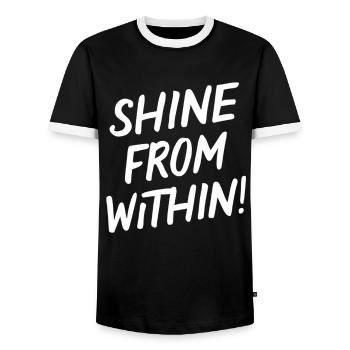 Shine From Within Leuchte Innen Heraus - Men's Ringer Shirt - black/white - Front - AI Model Female 172 light (172cm) & AI Model Male 178 light (178cm)