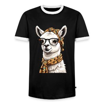 Conception drôle d’alpaga Lama pour les mamans aimantes - T-shirt contrasté Homme - noir/blanc - Devant - AI Model Female 172 light (172cm) & AI Model Male 178 light (178cm)