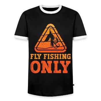 Fly Fishing Only Trout Bass Fishing Fly Fisherman - Männer Kontrast-T-Shirt - Schwarz/Weiß - Vorne - AI Model Female 172 light (172cm) & AI Model Male 178 light (178cm)