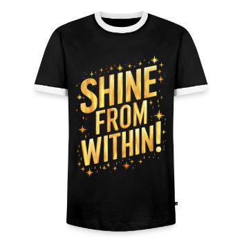 Exude motivation from the inside out - Men's Ringer Shirt - black/white - Front - AI Model Female 172 light (172cm) & AI Model Male 178 light (178cm)