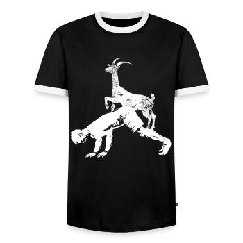 Goat yoga meditation, yoga class, yoga - Men's Ringer Shirt - black/white - Front - AI Model Female 172 light (172cm) & AI Model Male 178 light (178cm)