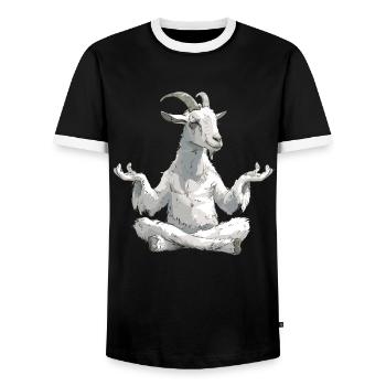 Goat yoga meditation, yoga class, yoga - Men's Ringer Shirt - black/white - Front - AI Model Female 172 light (172cm) & AI Model Male 178 light (178cm)