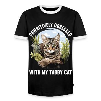Tabby Kitten Tabby Cat - Men's Ringer Shirt - black/white - Front - AI Model Female 172 light (172cm) & AI Model Male 178 light (178cm)