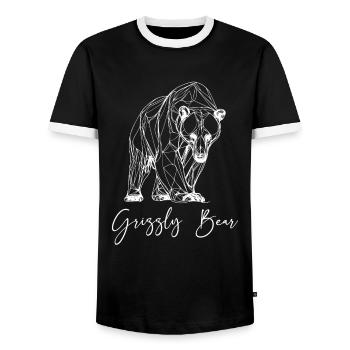 Grizzly Bear Brown Bear - Men's Ringer Shirt - black/white - Front - AI Model Female 172 light (172cm) & AI Model Male 178 light (178cm)