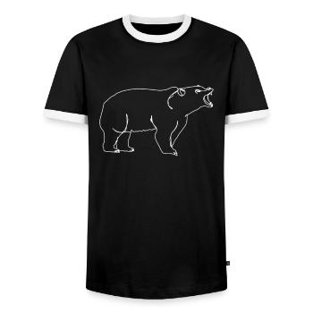 Grizzly Bear Brown Bear - Men's Ringer Shirt - black/white - Front - AI Model Female 172 light (172cm) & AI Model Male 178 light (178cm)