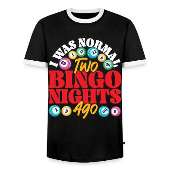Bingo Player I Was Normal Two - Men's Ringer Shirt - black/white - Front - AI Model Female 172 light (172cm) & AI Model Male 178 light (178cm)