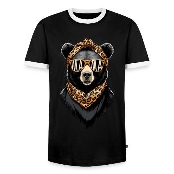 drôle maman ours mère ours amant des ours - T-shirt contrasté Homme - noir/blanc - Devant - AI Model Female 172 light (172cm) & AI Model Male 178 light (178cm)