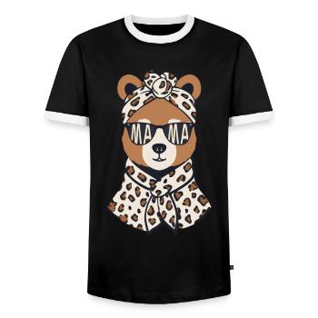 drôle maman ours mère ours amant des ours - T-shirt contrasté Homme - noir/blanc - Devant - AI Model Female 172 light (172cm) & AI Model Male 178 light (178cm)