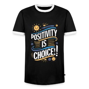 La positivité est un choix - T-shirt contrasté Homme - noir/blanc - Devant - AI Model Female 172 light (172cm) & AI Model Male 178 light (178cm)