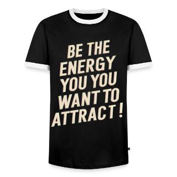 Soyez l’énergie que vous voulez attirer - T-shirt contrasté Homme - noir/blanc - Devant - AI Model Female 172 light (172cm) & AI Model Male 178 light (178cm)