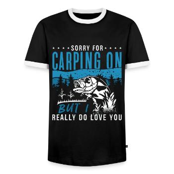 Carp Fishing Sorry For Carping On But Fisherman - Men's Ringer Shirt - black/white - Front - AI Model Female 172 light (172cm) & AI Model Male 178 light (178cm)