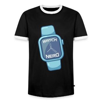 Montre Nerd Montres-bracelets Montre intelligente - T-shirt contrasté Homme - noir/blanc - Devant - AI Model Female 172 light (172cm) & AI Model Male 178 light (178cm)