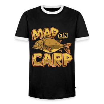 Carp Fishing Mad On Carp Fish Hunting Fisherman - Men's Ringer Shirt - black/white - Front - AI Model Female 172 light (172cm) & AI Model Male 178 light (178cm)
