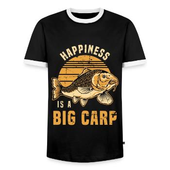 Carp Fishing Happiness Is A Big Carp Fishing Lover - Men's Ringer Shirt - black/white - Front - AI Model Female 172 light (172cm) & AI Model Male 178 light (178cm)