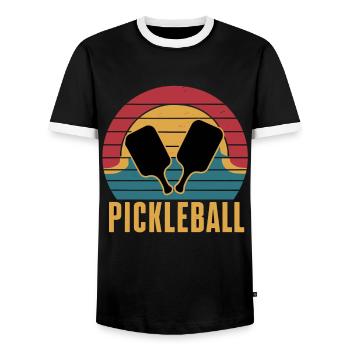 Pickleball für einen Pickleballspieler - Männer Kontrast-T-Shirt - Schwarz/Weiß - Vorne - AI Model Female 172 light (172cm) & AI Model Male 178 light (178cm)