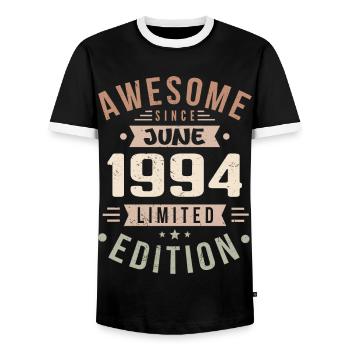 Juni 1994 Geburtstag Juni 1994 Geschenk Juni 1994 - Männer Kontrast-T-Shirt - Schwarz/Weiß - Vorne - AI Model Female 172 light (172cm) & AI Model Male 178 light (178cm)