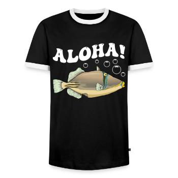 Humuhumunukunukuapua'a Hawaiianischer Riff-Drücker - Männer Kontrast-T-Shirt - Schwarz/Weiß - Vorne - AI Model Female 172 light (172cm) & AI Model Male 178 light (178cm)