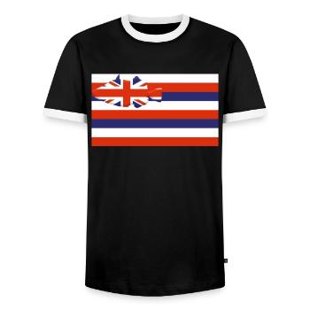 Humuhumunukunukuapua'a Hawaiian Reef Triggerfish - Men's Ringer Shirt - black/white - Front - AI Model Female 172 light (172cm) & AI Model Male 178 light (178cm)