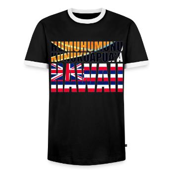 Humuhumunukunukuapua’a pousseur de récif hawaïen - T-shirt contrasté Homme - noir/blanc - Devant - AI Model Female 172 light (172cm) & AI Model Male 178 light (178cm)