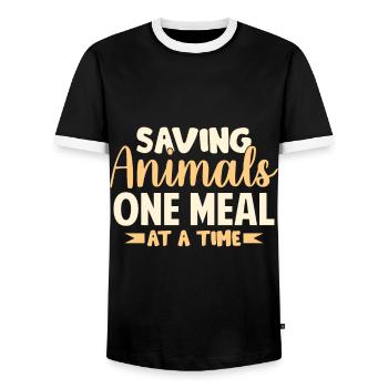 Vegan Vegetarier Design für einen Tofu Fan - Männer Kontrast-T-Shirt - Schwarz/Weiß - Vorne - AI Model Female 172 light (172cm) & AI Model Male 178 light (178cm)