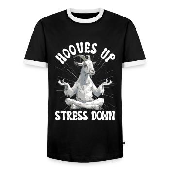 Goat yoga meditation, yoga class, yoga - Men's Ringer Shirt - black/white - Front - AI Model Female 172 light (172cm) & AI Model Male 178 light (178cm)