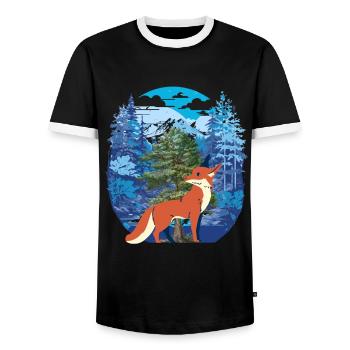 Forêt de renards - T-shirt contrasté Homme - noir/blanc - Devant - AI Model Female 172 light (172cm) & AI Model Male 178 light (178cm)