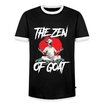 Goat yoga meditation, yoga class, yoga - Men's Ringer Shirt - black/white - Front - AI Model Female 172 light (172cm) & AI Model Male 178 light (178cm)