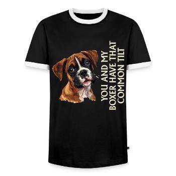 Boxer allemand VOUS ET MON BOXEUR Drôle - T-shirt contrasté Homme - noir/blanc - Devant - AI Model Female 172 light (172cm) & AI Model Male 178 light (178cm)