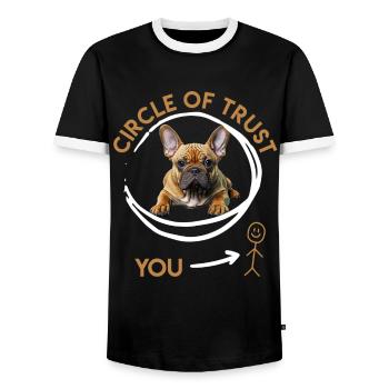 Bouledogue français confiance drôle - T-shirt contrasté Homme - noir/blanc - Devant - AI Model Female 172 light (172cm) & AI Model Male 178 light (178cm)