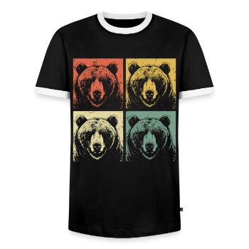 Grizzli Ours brun - T-shirt contrasté Homme - noir/blanc - Devant - AI Model Female 172 light (172cm) & AI Model Male 178 light (178cm)