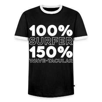 Surfer Surfen - Männer Kontrast-T-Shirt - Schwarz/Weiß - Vorne - AI Model Female 172 light (172cm) & AI Model Male 178 light (178cm)