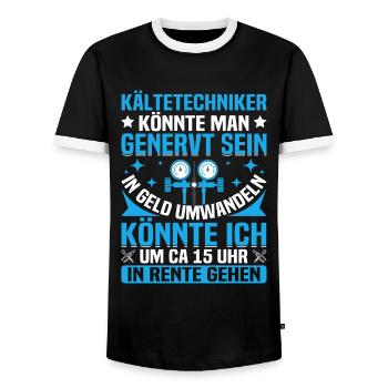 Technicien en mécatronique d’outil de système de réfrigération pour - T-shirt contrasté Homme - noir/blanc - Devant - AI Model Female 172 light (172cm) & AI Model Male 178 light (178cm)
