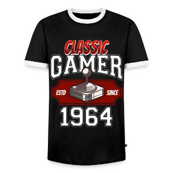 Video Gaming 60 Geburtstag 1964 Classic Gamer - Männer Kontrast-T-Shirt - Schwarz/Weiß - Vorne - AI Model Female 172 light (172cm) & AI Model Male 178 light (178cm)