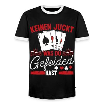 Joueur de poker Poker Table Poker Case Ensemble de jetons - T-shirt contrasté Homme - noir/blanc - Devant - AI Model Female 172 light (172cm) & AI Model Male 178 light (178cm)