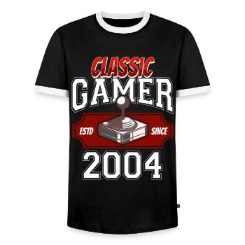 Video Gaming 20 Geburtstag 2004 Classic Gamer - Männer Kontrast-T-Shirt - Schwarz/Weiß - Vorne - AI Model Female 172 light (172cm) & AI Model Male 178 light (178cm)