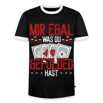 Poker Player Suitcase Card Set Chips Set Poker - Men's Ringer Shirt - black/white - Front - AI Model Female 172 light (172cm) & AI Model Male 178 light (178cm)