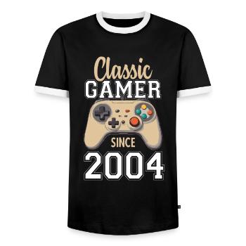 Video Gaming 20 Geburtstag 2004 Classic Gamer - Männer Kontrast-T-Shirt - Schwarz/Weiß - Vorne - AI Model Female 172 light (172cm) & AI Model Male 178 light (178cm)