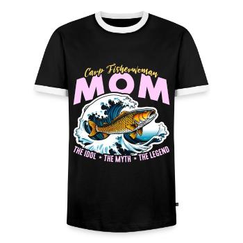 Maman pêcheur de carpe L’idole Le mythe Amateur de pêche - T-shirt contrasté Homme - noir/blanc - Devant - AI Model Female 172 light (172cm) & AI Model Male 178 light (178cm)