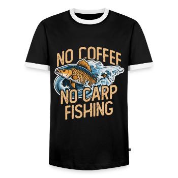 Pêcheur de carpes sans café Canne à pêche amateur de café - T-shirt contrasté Homme - noir/blanc - Devant - AI Model Female 172 light (172cm) & AI Model Male 178 light (178cm)