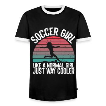 Soccer Girl Teen Soccer Lover Player - Men's Ringer Shirt - black/white - Front - AI Model Female 172 light (172cm) & AI Model Male 178 light (178cm)