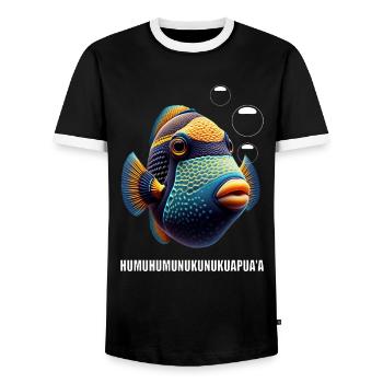 Humuhumunukunukuapua'a Hawaiian Reef Pusher - Men's Ringer Shirt - black/white - Front - AI Model Female 172 light (172cm) & AI Model Male 178 light (178cm)