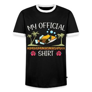 Humuhumunukunukuapua'a Hawaiian Reef Pusher - Men's Ringer Shirt - black/white - Front - AI Model Female 172 light (172cm) & AI Model Male 178 light (178cm)