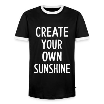 Create Your Own Sunshine Motivation - Men's Ringer Shirt - black/white - Front - AI Model Female 172 light (172cm) & AI Model Male 178 light (178cm)