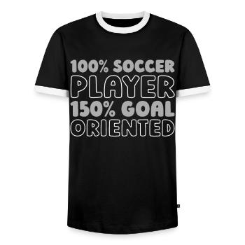 Joueurs de football - T-shirt contrasté Homme - noir/blanc - Devant - AI Model Female 172 light (172cm) & AI Model Male 178 light (178cm)