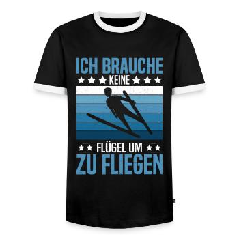 Saut à ski Hill Record Chance de saut à ski - T-shirt contrasté Homme - noir/blanc - Devant - AI Model Female 172 light (172cm) & AI Model Male 178 light (178cm)