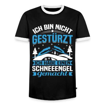 Ski Flying Winter Sports Ski jumping chance for the - Men's Ringer Shirt - black/white - Front - AI Model Female 172 light (172cm) & AI Model Male 178 light (178cm)